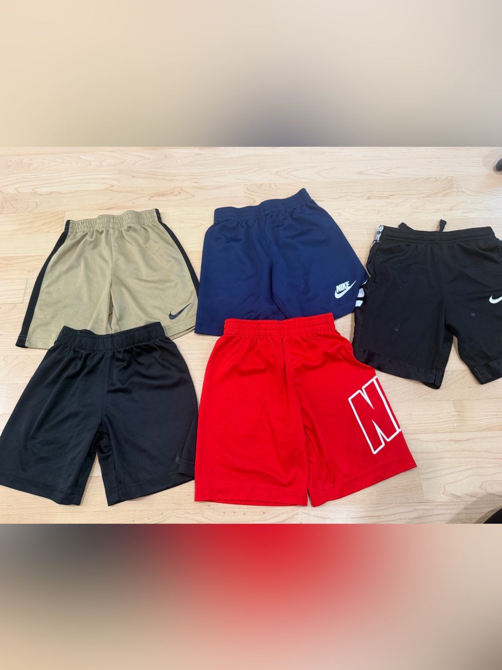 Nike Kids' Shorts Bundle – Red, Navy, Black, Tan